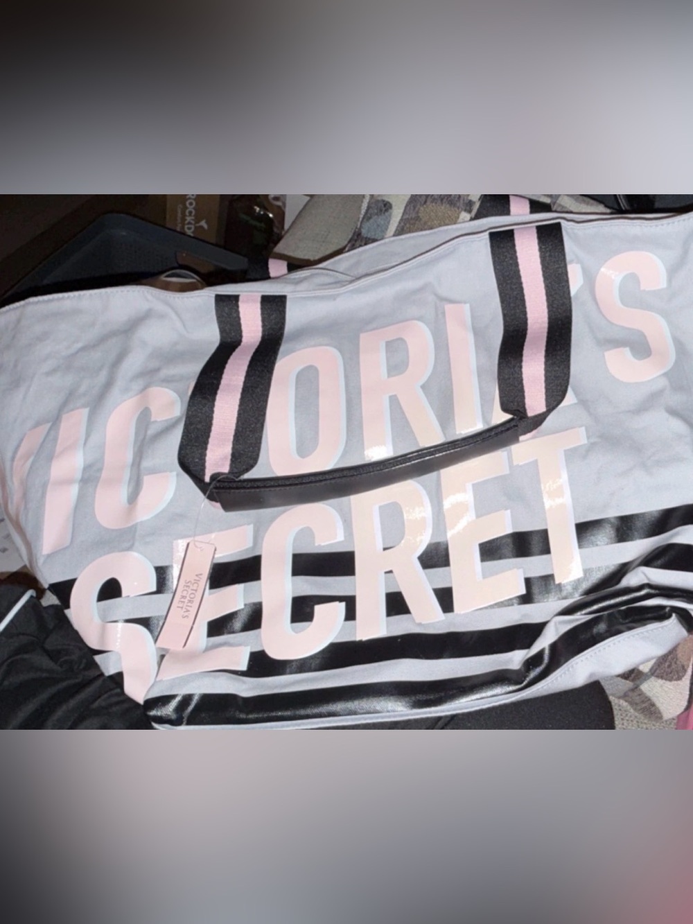 Victoria's Secret Light Pink and Gray Logo Tote